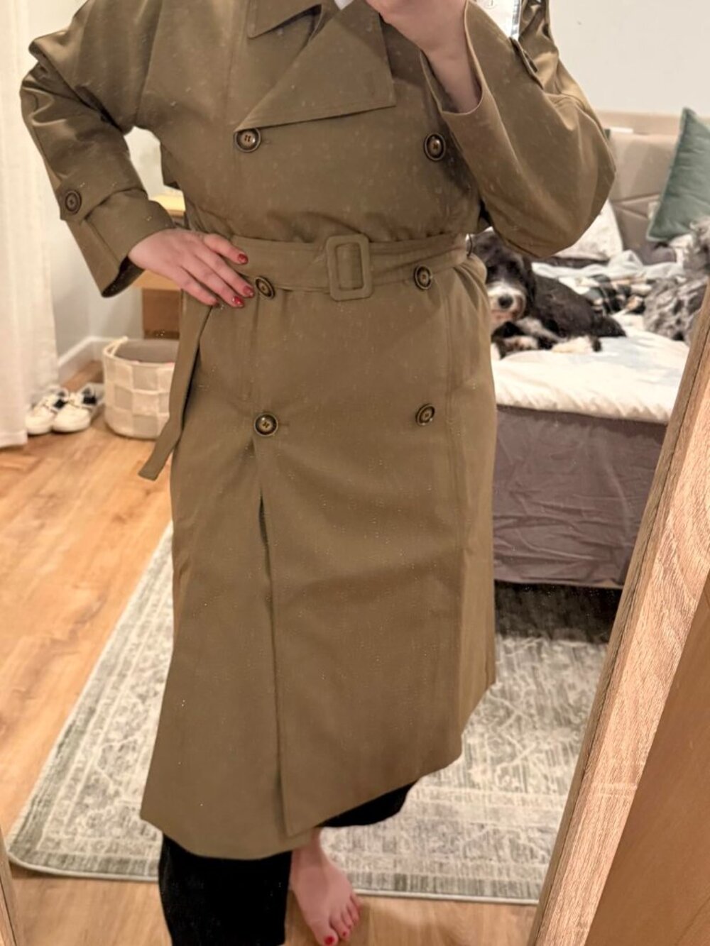 Classic Long Double-Breasted Women Trench Coat with Belt Spring Fall - Picture 10 of 10